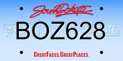 BOZ628 South Dakota License Plate