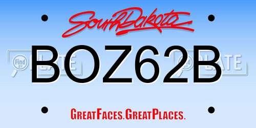 BOZ62B South Dakota License Plate