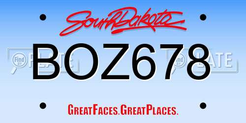 BOZ678 South Dakota License Plate