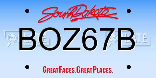 BOZ67B South Dakota License Plate