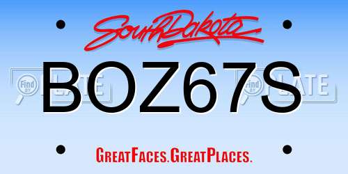 BOZ67S South Dakota License Plate