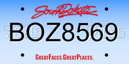 BOZ8569 South Dakota License Plate