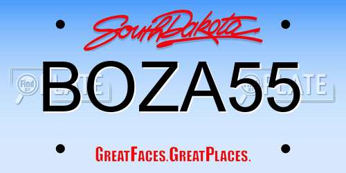 BOZA55 South Dakota License Plate