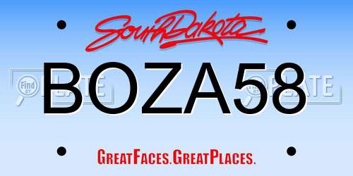 BOZA58 South Dakota License Plate