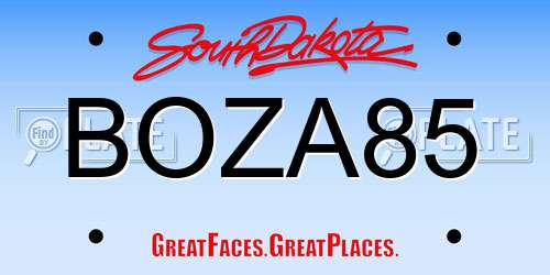 BOZA85 South Dakota License Plate