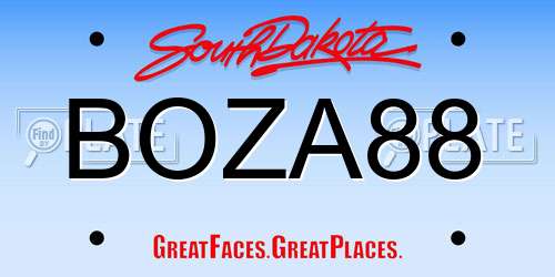 BOZA88 South Dakota License Plate