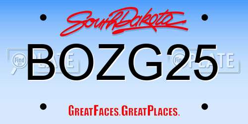 BOZG25 South Dakota License Plate