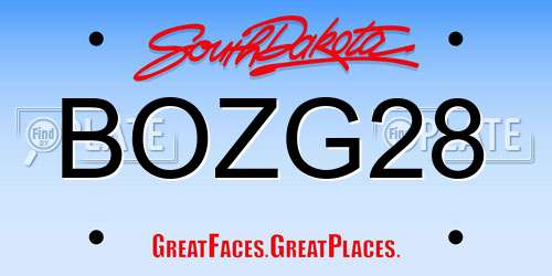 BOZG28 South Dakota License Plate