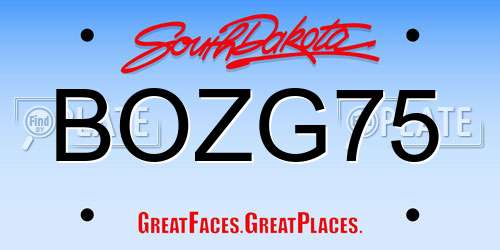 BOZG75 South Dakota License Plate