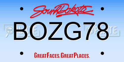 BOZG78 South Dakota License Plate