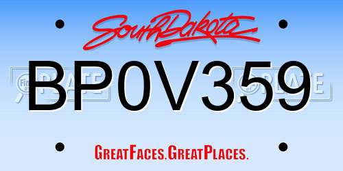 BP0V359 South Dakota License Plate