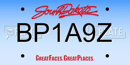 BP1A9Z South Dakota License Plate