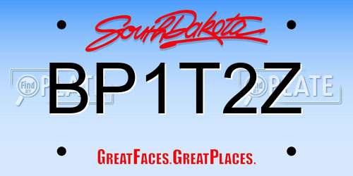 BP1T2Z South Dakota License Plate