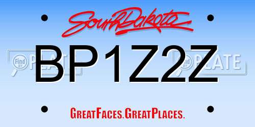 BP1Z2Z South Dakota License Plate