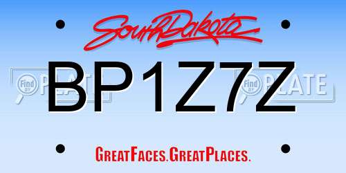 BP1Z7Z South Dakota License Plate