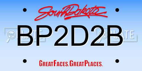 BP2D2B South Dakota License Plate