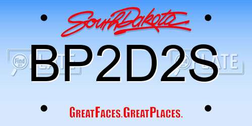 BP2D2S South Dakota License Plate