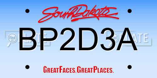 BP2D3A South Dakota License Plate