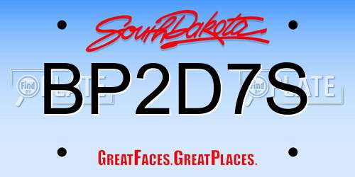 BP2D7S South Dakota License Plate
