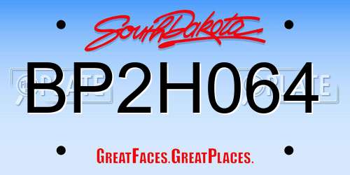 BP2H064 South Dakota License Plate
