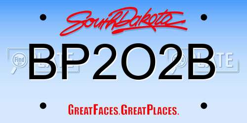 BP2O2B South Dakota License Plate