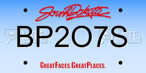 BP2O7S South Dakota License Plate