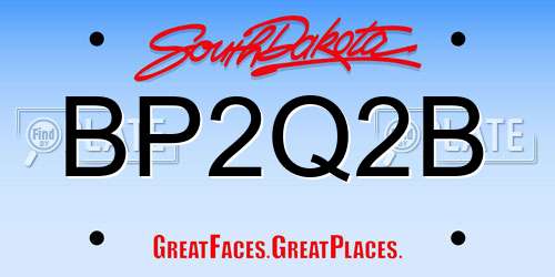 BP2Q2B South Dakota License Plate