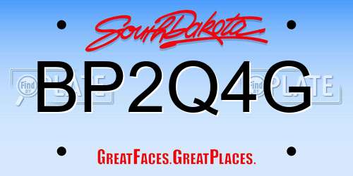 BP2Q4G South Dakota License Plate