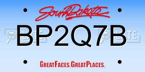 BP2Q7B South Dakota License Plate