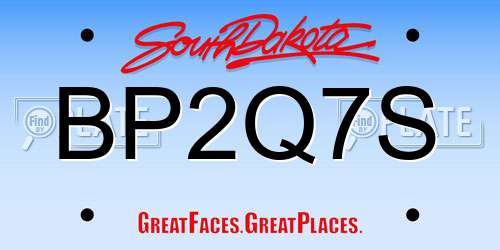 BP2Q7S South Dakota License Plate