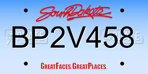 BP2V458 South Dakota License Plate