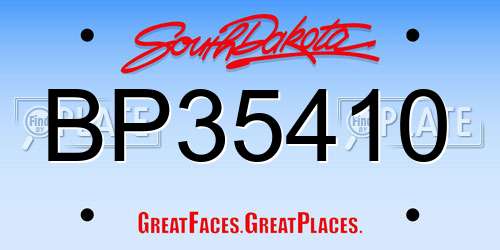 BP35410 South Dakota License Plate