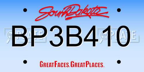 BP3B410 South Dakota License Plate