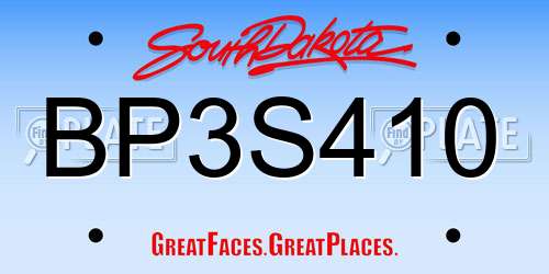 BP3S410 South Dakota License Plate