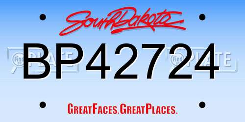 BP42724 South Dakota License Plate