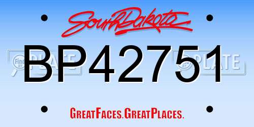 BP42751 South Dakota License Plate