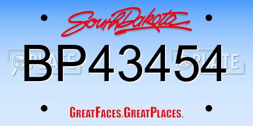 BP43454 South Dakota License Plate