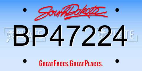 BP47224 South Dakota License Plate