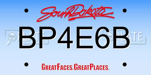 BP4E6B South Dakota License Plate