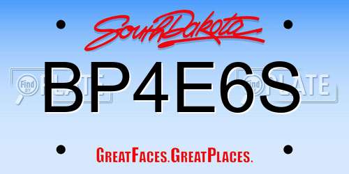 BP4E6S South Dakota License Plate