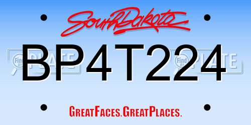 BP4T224 South Dakota License Plate