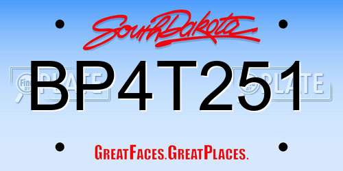 BP4T251 South Dakota License Plate