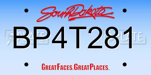 BP4T281 South Dakota License Plate