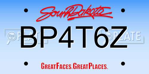 BP4T6Z South Dakota License Plate