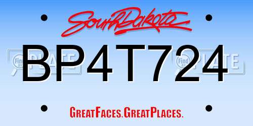BP4T724 South Dakota License Plate