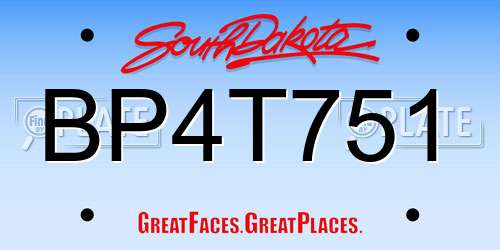 BP4T751 South Dakota License Plate