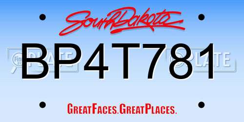 BP4T781 South Dakota License Plate