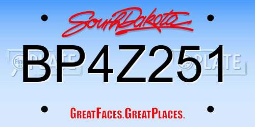 BP4Z251 South Dakota License Plate