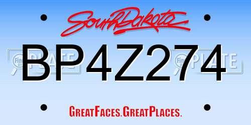 BP4Z274 South Dakota License Plate