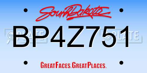 BP4Z751 South Dakota License Plate